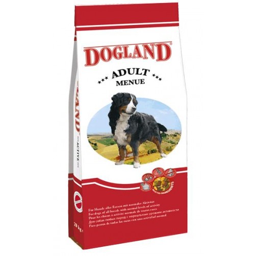 غذای خشک (منوی داگ لند) مخصوص سگ بالغ  با فعالیت نرمال/ 15 کیلویی/ Dogland Adult Menue